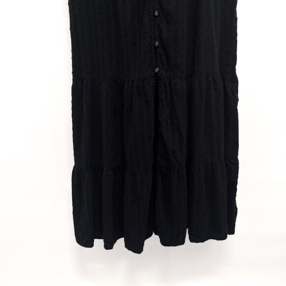Sonoma Smocked Swiss Dot Ruffle Button Front Maxi Dress Black 1X Plus Size - Picture 6 of 9